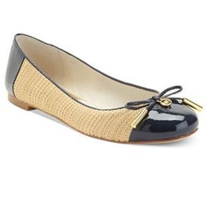 Michael Kors Jordana Ballet Straw & Patent Flats